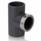 TIMV. 90&deg; Tee with reinforced end: solvent weld socket d and BSP threaded female. Diameter range d16*3/8-63*2