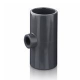 TIFV. 90&deg; Tee with reinforced end: solvent weld socket d and BSP threaded female. Diameter range d16*3/8-110*4
