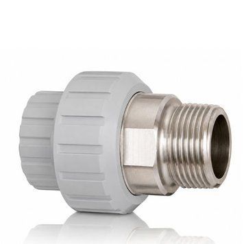 Муфта разборная с наружной резьбой из ХПВХ/сталь d20*1/2". Уплотнение EPDM